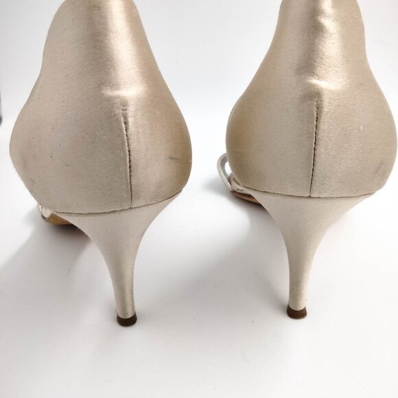 Giuseppe Zanotti Champagne Satin Jeweled Embellished Heels 39.5 9.5 - Picture 7 of 13
